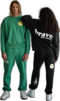 Smiley Graphic, Graphic Sweatpants, Puff Paint, Lucky Green, Jet Black, Male Model, Smiley, French Terry, The Dreamers