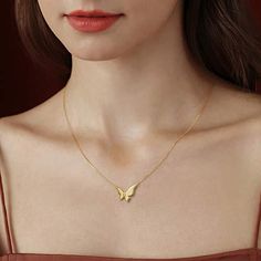 Swing with this pair of modern chic butterfly design. Flying gold wings create a vivid theme in a botanical garden. Made with solid 14K yellow gold.Dimension: 20mm x 15mm Chain Length: 16+2 InchesWeight: 2.25 gramsFinish: PolishedOrigin: Imported Gold Butterfly Necklace, Butterfly Necklace Gold, 14k Yellow Gold Necklace, Yellow Gold Necklace, Angel Baby, Gold Butterfly, Necklace Online, Butterfly Necklace, Butterfly Design