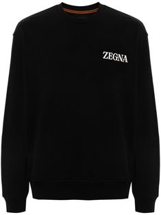 black cotton jersey texture ribbed trim appliqué logo at the chest crew neck long sleeves straight hem French terry lining Appliqué Sweatshirt, Applique Sweatshirt, City Shorts, Balenciaga Triple S, Custom Watch, Summer Beach Wear, Short Suit, Mens Activewear, Light Jacket