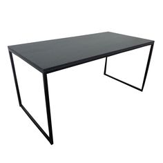 a black table with metal legs and a rectangular top on an isolated white background,