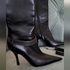 Nwt Bruno Magli Tall Boots Pointed Toe, Size 36, Us Size 6, Best For Narrow Feet. Genuine Italian Leather, Very Soft. Made In Italy. The Accessory On The Shoe Is Removable. The Boots Are Beautiful, Very Classy. Never Worn. Heel Is 3.5" Let Me Know If You Have Any Questions. Luxury Snip Toe Boots For Evening, Luxury Snip Toe Evening Boots, Designer Heeled Boots With Pointed Toe For Winter, Designer Heeled Boots With Buckle Closure For Evening, Elegant Leather Boots With Pointed Toe, Designer Evening Heeled Boots With Buckle Closure, Designer Pointed Toe Heeled Boots For Work, Designer Pointed Toe Boots With Buckle Closure, Designer Heeled Boots With Pointed Toe For Work