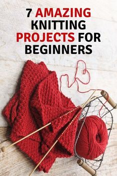 knitting projects for beginners with text overlay