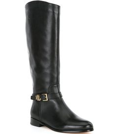 Lauren Ralph Lauren Brooke Burnished Leather Riding Boots | Dillard's Calf Leather Riding Boots With Leather Lining, Classic Leather Knee-high Riding Boots, Leather Knee-high Boots For Riding, Classic Riding Boots With Buckle Closure, Classic Leather Knee-high Boots With Buckle Closure, Classic Knee-high Boots With Leather Sole For Riding, Classic Knee-high Boots With Buckle And Round Toe, Classic Knee-high Boots With Buckle Closure, Riding Boot Outfits