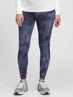 This legging is made with 78% recycled polyester.   Less waste in the world.  More great clothes for you.  Smooth, flat, wide waistband increases comfort and support.  Certain styles have allover prints. Gap Maternity, Panel Leggings, Pre Pregnancy, Gap Fit, Wide Waistband, Gap, Full Length, Leggings, Navy