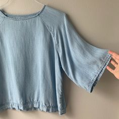 Never Worn! Dolman Light Chambray Top. Oversized Xs. Gap Cropped Top For Summer, Gap Crop Top For Summer, Gap Cropped Crop Top For Summer, Gap Casual Crop Top For Spring, Fitted Gap Crop Top For Spring, Casual Gap Crop Top For Spring, Gap Cropped Tops For Spring, Light Wash Relaxed Fit Tops For Daywear, Relaxed Fit Light Wash Tops For Daywear