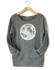 Women's Moon Sweatshirt, Full Moon Raglan, off the shoulder Moon Sweatshirt with Kangaroo pocket, Fu Cotton Tops With Kangaroo Pocket For Loungewear, Cotton Long Sleeve Tops With Kangaroo Pocket, Cotton Crew Neck Top With Moon Print, Crew Neck Tops With Pockets For Loungewear, Oversized Crew Neck Top With Kangaroo Pocket, Casual Crew Neck Top With Moon Print, Fall Crew Neck Top With Kangaroo Pocket, Casual Crew Neck Top With Kangaroo Pocket, Long Sleeve Cotton Tops With Moon Print