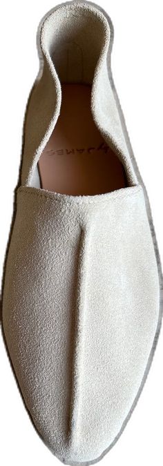 Summer Suede Slip-ons With Round Toe, Suede Slip-ons With Suede Lining And Closed Toe, Comfortable Suede Slip-ons For Spring, Beige Suede Loafers For Summer, Summer Beige Suede Loafers, Beige Suede Summer Loafers, Spring Suede Slip-ons With Leather Footbed, Beige Suede Pointed Toe Loafers, Beige Suede Mules With Rubber Sole