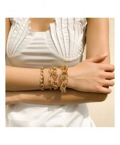 ✿100% Brand New and High Quality ✿Metals Type: alloy ✿Color: Gold Size: 16cm+5cm ✿Punk gothic style 4 tier bracelet for you,wearing it be a e girl ✿If you have any question about this big chain twist bracelet bangle,please feel free to contact us. Trendy Gold Alloy Chain Bracelet, Trendy Alloy Bracelets For Party, Trendy Alloy Party Bracelets, Gold Alloy Charm Bracelet For Party, Trendy Alloy Charm Bracelet For Party, Gold Charm Bracelet For Party, Gold Alloy Bracelets For Party, Gold Alloy Party Bracelets, Metal Link Bracelets For Party