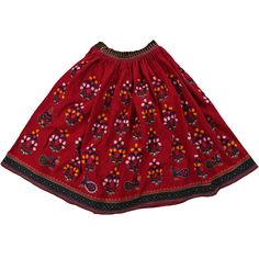 "Description: Gorgeous Handmade and embroidered skirt/ Ghaghra from the \" Rabari\" tribe of Northern India. Very fine and expertly embroidered with cotton embroidery floss. Each of them has been made with such love and attention, representing weeks of work. These are from a tribe in Gujrat, India where the most festive and beautiful embroidery comes. These garments are 50-60 years old, embroidered by mothers to be gifted in the daughter's marriage as a dowry. Condition: These unique and vintage Traditional Resham Embroidered Skirt, Red Bohemian Sets For Diwali, Red Bohemian Diwali Sets, Traditional Skirt With Resham Embroidery For Festive Occasions, Traditional Festive Skirt With Resham Embroidery, Traditional Skirt With Resham Embroidery For Navratri, Red Bohemian Set For Diwali, Bohemian Red Sets For Diwali, Festive Floral Embroidered Skirt