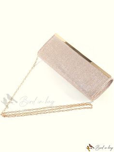 Bird in Bag - Fashionable Minimalist Solid Color Clutch/Tote/Crossbody Bag with Chain Strap for Party Occasions Chic Rose Gold Evening Bag, Chic Rose Gold Formal Bag, Chic Rose Gold Evening Bag For Events, Chic Rose Gold Evening Bag For Event, Chic Rose Gold Rectangular Evening Bag, Chic Rose Gold Bag For Gift, Chic Rose Gold Bag As Gift, Rose Gold Clutch Bag For Evening, Chic Rose Gold Bag For Events