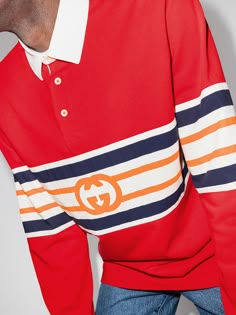 Gucci Interlocking G Striped Polo Shirt - Farfetch Philip Plein, Dope Outfits For Guys, Striped Polo Shirt, Well Dressed Men, Dope Outfits, Well Dressed, Gq, Varsity Jacket