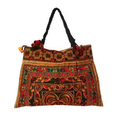 "The beautiful bag is made with an amazing piece of fabric woven by the HMONG hill tribes of Lanna Region (Northern Thailand). Its a great bag for carrying anything. It features a zippered opening area and inside zippered pocket. We buy materials from Hmong market and we design and sew. Some of the bags we modify to improve the product. The Hmong tribes live in the North of Thailand and have origins from the Tibetan area of China. You may not receive the exact bag picture here, As the fabric des Bag Picture, Blue Clothing, Embroidered Tote Bag, Beach Tote Bag, Embroidered Tote, Northern Thailand, Bird Pattern, Yellow Bird, Handbags Affordable