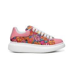 Step into a world of retro-chic with our 70's Flowers Oversized Sneakers. Embrace the flower power vibe with their groovy hippie-style pattern that screams vintage cool. Crafted with a leather upper and mesh lining, these kicks marry durability with breathability, ensuring they stand the test of time while keeping your feet fresh. Slip into the soft embrace of EVA padded insoles, treating your feet to cloud-like cushioning with every step. From city streets to nature trails, our reinforced EVA o Nature Trails, Retro Chic, City Streets, Hippie Style, A World, Music Festival, Flower Power, Leather Upper, Sneakers