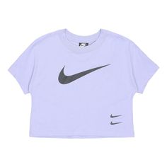 Women's Nike SPORTSWEAR SWOOSH Logo Short Sleeve T-shirt Purple CJ3765-569 (Women's) Women's Sportswear, Swoosh Logo, Sportswear Women, Nike Sportswear, Urban Fashion, Short Sleeves, T-shirt, Nike, ? Logo