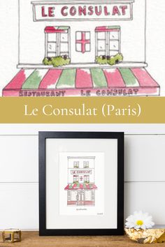 a drawing of a store front with the words le consulat paris on it