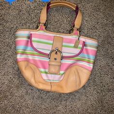 Vintage Coach Purse Never Used Pink Bags For Spring Errands, Pink Shoulder Bag For Spring Errands, Casual Coach Bags For Spring, Spring Casual Coach Bags, Coach Spring Satchel Bag, Spring Coach Satchel Bag, Spring Pink Bucket Bag, Pink Spring Bucket Bag, Coach Bags For Everyday Spring Use