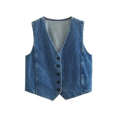 Elevate your style with Kenzie's Denim V-Neck Botton Vest. This playful vest adds a trendy touch to any outfit, perfect for layering and creating a unique look. Crafted from high-quality denim, it's both stylish and durable. Enhance your wardrobe with this must-have piece. This vest has 5 buttons - Wearing a Small Denim Waistcoat, Denim Suit, Knit Midi Skirt, Vest Fashion, Leather Mini Skirts, Sleeveless Vest, Knee Length Skirt, Vest Top, Denim Vest