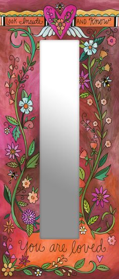 Reflect Mirror – Look inside and know you are loved with wrapping floral vines front view Full Length Mirror Decor, Full Length Mirror Decor Ideas, Mirror Upcycle, Studio Mirror, Painted Photo Frames, Antique Mirror Diy, Painted Mirrors, Painted Planters, Woodburning Art