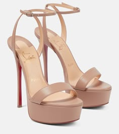 Find Christian Louboutin Loubi Queen Leather Platform Sandals on Editorialist. Lining: leather. Upper: lamb leather. Sole: leather insole, signature red leather sole. Comes with extra heel tips. Made in Italy. Designer color name: Nude. Comes with dust bags. Toe shape: almond open toe. Comes with a box. Closure: buckle-fastening ankle strap. Luxury Beige Leather Heels, Party Leather Sandals With Red Sole, Party Sandals With Red Sole In Leather, Leather Open Toe Heels With Red Sole, Formal Leather Sandals With Red Sole, Luxury Leather Heels With Red Sole, Luxury Red Sole Open Toe Heels, Elegant Leather Sandals With Red Sole, Luxury Open Toe Heels With Red Sole