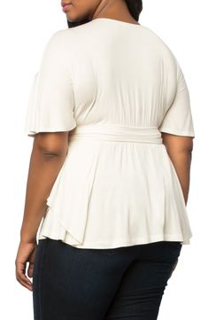 A tiered, drapey hem adds a dynamic flourish to this casual-chic stretch-knit blouse. Style Name:Kiyonna Promenade Top (Plus Size). Style Number: 5921029. Plus Size Summer Tops, Kimono Sleeve Top, Plus Size Clothing Online, Empire Waist Tops, Blouse Style, Kimono Sleeves, Top Plus Size, Plus Size Clothing For Women, Flowy Top