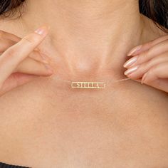 "Rectangle Name Necklace, Custom Rectangle Necklace, Script Plate Name Necklace, Hollow Plate Name Necklace, 18k Gold Jewelry, Christmas Gift Please take a look my store to see our handmade custom name necklace and letter necklace collection. https://www.etsy.com/shop/NisPersonalized?ref=seller-platform-mcnav Introducing our elegant \"Rectangle Name Necklace\" - a beautifully personalized piece that allows you to wear your name or a loved one's name in a stylish and contemporary way. This neckla Elegant Personalized Necklace With Rectangular Links, Engraved Necklaces With Rectangular Links For Gifts, 14k Gold Necklace With Rectangular Stone For Gifts, Elegant Rectangular Bar Necklace As Gift, Elegant Rectangular Bar Necklace For Gift, Elegant Rectangular Bar Necklace Gift, Elegant Name Necklace With Rectangular Pendant, Gold Engraved Name Necklace Rectangular, Gold Engraved Rectangular Name Necklace