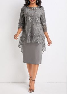 #longsleeve #roundneck #stylish #shiny #modern #casual #party #stylishdress #partydress #short #grey #lace #twopiece Loose Midi Dress, Plus Size Formal, Evening Gown Dresses, Vestido Plus Size, فستان سهرة, Women's Evening Dresses, Elegant Dresses For Women, Midi Dress Party, Slim Fit Dresses