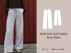 the sewing pattern for this women's pants is easy to sew