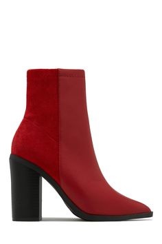 Miss Lola | Triumph Red Block Heel Ankle Boots – MISS LOLA Red High Ankle Heeled Boots For Winter, Red High Ankle Heels For Winter, Red Fitted Synthetic Boots, Fitted Red Synthetic Boots, Red Synthetic Boots, Red High Ankle Heeled Boots For Fall, Casual Red High Ankle Heeled Boots, Red Synthetic Heels For Fall, Red Heeled Boots For Winter