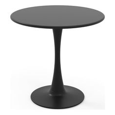 a black round table on a white background