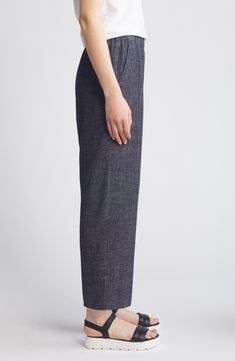 Give your warm-weather wardrobe a refresh with these contemporary pants cut from a lightweight blend of hemp and organic cotton with an airy feel you'll love. Elastic waist Front slant pockets 55% hemp, 45% organic cotton Machine wash, tumble dry Imported This brand has B Corp certification, representing business practices with emphasis on social and environmental performance, accountability and transparency This brand meets Nordstrom Responsible Brands criteria: brand adheres to responsible soc Ankle Pants, Eileen Fisher, Fabric Gift Bags, Free Fabric, Anniversary Sale, Fabric Gifts, Warm Weather, Elastic Waist, Straight Leg