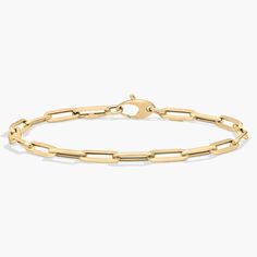 Slim links give this yellow gold bracelet a modern edge, and add to its layering potential.  Made in 14k Italian yellow gold. Gold Bracelet For Women Classy, Rose Gold Bracelet For Women, Paperclip Bracelet, 14k Rose Gold Bracelet, Gold Bracelet For Women, Rose Gold Bracelet, Yellow Gold Bracelet, Blue Nile, Paper Clip