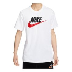 Nike Sportswear Brand Mark T-Shirt 'White' DX1986-101 Nike Moisture-wicking Sportswear T-shirt, Basic Sports T-shirt With Three Stripes Branding, White Graphic Print T-shirt For Light Sports, White Athleisure T-shirt With Logo Print, Nike Short Sleeve T-shirt For Gym, White Logo Print T-shirt For Sports Season, Crew Neck T-shirt For Light Sports, White T-shirt For Streetwear During Sports Season, White T-shirt For Streetwear And Sports Season