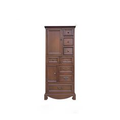 a tall wooden cabinet with drawers on top