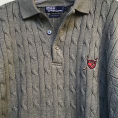 A Beautiful Light Sage In Color, 100% Cotton Pullover Sweater. A Classic Polo Nwot Never Worn And In Perfect Condition Comfy Cotton Size Large Casual Collared Sweater With Buttons, Casual Polo Sweater With Buttons For Fall, Casual Fall Polo Sweater With Buttons, Casual Long Sleeve Polo Sweater With Button Closure, Long Sleeve Cotton Polo Sweater With Button Closure, Casual Collared Cable Knit Top, Winter Cotton Polo Sweater With Button Closure, Fitted Casual Polo Sweater With Button Closure, Collared Cotton Sweater With Button Closure