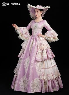 18th Century Masquerade Fancy Dress Pink Christmas Marie Antoinette Dress Stage Theater Clothing     Condition: Brand New   Color:  As Picture   Material: Satins And Lace   Silhouette: Ball Gown   Sleeve Length: Long Sleeve   Dresses Length:Floor-Length   Neckline: O-neck   Decoration: Lace   Style: Vintage   Includes: Dress + Hat Holiday Fancy Dress With Ruffles, Holiday Ruffled Dresses For Fancy Dress, Elegant Halloween Party Ball Gown, Marie Antoinette Style Fitted Gown For Costume, Marie Antoinette Style Victorian Dress For Costume Party, Elegant Corset Ball Gown Dress For Costume, Marie Antoinette Style Fitted Dress For Costume Party, Elegant Ball Gown Corset Dress For Costume, Halloween Ball Gown For Party