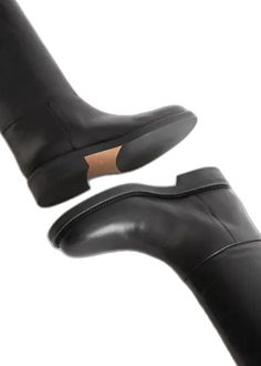 Classic Calf Leather Moto Boots For Work, Classic Workwear Moto Boots In Calf Leather, Classic Knee-high Heeled Boots With Leather Lining, Classic Goodyear Welted Boots For Office, Classic Goodyear Welted Office Boots, Classic Knee-high Boots With Calf Leather, Classic Calf Leather Heeled Boots For Office, Classic Wide Calf Knee-high Boots With Almond Toe, Classic Calf Leather Knee-high Boots With Leather Sole