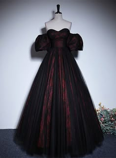 Any things please feel free to contact us: sales@cutedressy.com ******* Product Details******* Product Number:#X2GF Fabric: Tulle Color: Black and Red Neckline: A-line Back Style: Lace-up Hemline: Floor Length Making time: 2-3 weeks, Shipping time: 3-5 working days. Custom size/color, Rush Order is available, and no ex Black And Red Prom Dress, Black And Red Prom, Rory Outfits, Dress Black And Red, Sweetheart Evening Dress, Simple Evening Dress, Evening Dress Black, Formal Prom Dresses Long, Beaded Party Dress