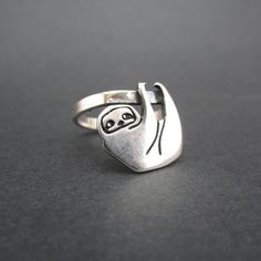 Sterling Silver Sloth Ring Silver Sloth Ring Sloth jewelry | Etsy Sloth Ring, Sloth Jewelry, Glass Store, Modern Store, Charm Rings, Sterling Silver Bands, Sterling Silver Charm, Ring Silver, Sterling Ring