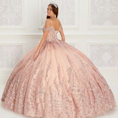 Princesa By Ariana Vara Rise Gold Quinceanera Dress Size 10 Only Worn For A Couple Hours For Pictures Rose Gold Quinceanera Dress, Quinceanera Dresses Rose Gold, Coral Quinceanera Dresses, Gold Quinceanera Dress, Rose Gold Quinceanera Dresses, Rose Gold Quinceanera, Fabric Beading, Sequin Ball Gown, Pink Quince