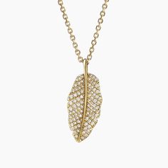 Jane Goodall Pavé Leaf Lab Diamond Pendant Necklace - 14K Yellow Gold. Inspired by the legendary Dr. Jane Goodall, this limited edition necklace celebrates the beauty of Tanzania. Drawing from the lush banana leaf, it is crafted from recycled gold and lab diamonds grown from carbon before its released into the atmosphere (1/3 total carat weight). Groundbreaking innovation is combined with exemplary design for this industry-leading collection. 

 For every purchase of The Jane Goodall Collection, 14k Yellow Gold Leaf-shaped Jewelry, Yellow Gold Leaf-shaped Formal Jewelry, Formal Yellow Gold Leaf-shaped Jewelry, Formal Yellow Gold Leaf Jewelry, Ring Style Guide, Tacori Engagement Rings, Jane Goodall, Trending Engagement Rings, Heart Engagement Rings