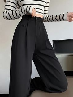 2024 New Spring Summer High Waist Suit Wide Leg Women's Pants Buttons Female Elegant Minimalism Straight Loose Trousers SPECIFICATIONS Season: Spring/Summer Waist Type: high Decoration: Button Decoration: Pockets Elasticity: Non Strech Fabric Type: blended Pant Style: Wide leg pants Material: Polyester Fit Type: LOOSE Length: full length Closure Type: Elastic Waist Gender: WOMEN Front Style: Pleated Size Chart Length (Shorter/ Regular/ Longer)( см) Shoulder(cm) Waist (см) Hip (cm) - Длина (короч Elegant Minimalism, Button Decorations, Boo Crew, Loose Trousers, Style Wide Leg Pants, Pant Style, Grey Shorts, Bottoms Pants, Fashion Pants