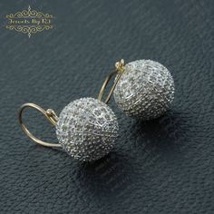 Pave Diamond Dangle Ball Earrings, 14K Gold & 925 Silver Dangle Ball Earrings, White Rhodium Silver Ball Studs Earring, Diamond Ball Earring Item - Pave Diamond Ball Earrings SKU - EAMJ-1419 Metal - 14K & 925 Silver Stone - Champagne Diamond Size -  25x15MM All are designed and handmade by me and my team with Perfect craftsmanship and strong interest! We are continuously adding new products to our store. So keep coming back to see more great deals on jewelry in our mart For Wholesale orders or c Silver 14k Gold Dangle Diamond Earrings, Diamond Cut Drop Earrings For Party, Fine Jewelry Cluster Earrings In Silver 14k Gold, Fine Jewelry Silver Cluster Earrings In 14k Gold, Silver 14k Gold Drop Earrings, Silver Gold-plated Round Earrings, Silver 14k Gold Cluster Earrings Fine Jewelry, Silver 14k Gold Cluster Earrings, Gold Drop Diamond Earrings In Sterling Silver