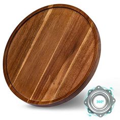 a close up of a wooden toilet seat cover with an open lid and metal flange