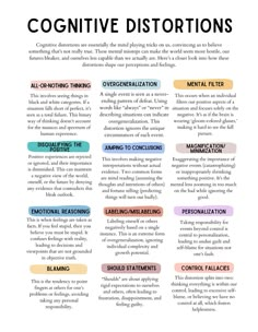 Silence your inner critic with our Cognitive Distortions Worksheet, based on Cognitive Behavioral Therapy. This therapy worksheet is designed to help you identify and challenge common thinking errors. This instant download PDF therapy guide is a valuable resource for anyone on a journey to personal growth or in a therapeutic setting. Available in both US Letter and A4 sizes, this worksheet covers 12 typical cognitive distortions that can skew perception and feelings. Perfect for reducing negative self-talk and reframing automatic negative thoughts! Cognitive Behavior Therapy Techniques, Cognitive Behavior Therapy Worksheets, Cbt Negative Thoughts, Cognitive Reframing Worksheet, Thoughts Worksheet, Cognitive Distortions For Kids, Cognitive Distortions Worksheet, Automatic Negative Thoughts, Thinking Errors