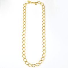 Gold plated brass chain Necklace measures 23" long with 1" extender Lobster clasp Made in the USA Want to see more of this collection? David Aubrey lines vary from delicate, meticulously assembled jewelry of monochromatic hues to larger, more vibrant pieces. Some collections are themed, whether romantic, vintage, tribal, or art deco. Each piece is painstakingly crafted with an array of raw materials, including plated and oxidized brass and white metal, semiprecious stones, vintage glass beads, I Modern Adjustable Chunky Chain Necklace, Metal Necklaces With Oval Link For Gifts, Oval Link Metal Necklaces For Gift, Metal Necklace With Oval Links For Gifts, Metal Oval Link Necklace For Gift, Long Metal Cable Chain Necklace, Adjustable Cable Chain Necklace, Brass Chain Link Necklace For Gift, Brass Cable Chain Necklace For Gift