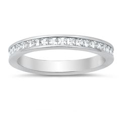 High Quality Custom .925 Sterling Silver Promise Ring With Free EngravingDeclare your promise of undying love with this sterling silver promise ring. This eternity ring features princess cut cubic zirconia stones set in channel setting along the rings length. The 6mm ring is crafted from premium quality sterling silver with a high polished finish that will not tarnish or fade easily. The ring comes in a gift box. Have it personalized with your names or text of choice engraved on the inside part Fine Jewelry Princess Cut Stackable Promise Rings, Fine Jewelry Stackable Princess Cut Promise Rings, Channel Set Princess Cut Rings, Platinum Half Eternity Jewelry Gift, Silver Channel Set Stackable Rings For Promise, Princess Cut Cubic Zirconia Stackable Rings For Anniversary, Platinum Channel Set Ring For Promise, Silver Eternity Band With Channel Set For Promise, Silver Eternity Band Channel Set For Promise Ring