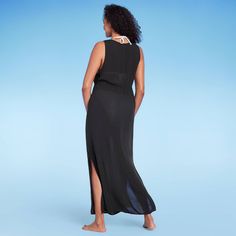 Flaunt your chic swim style by dressing up in the Sleeveless Cover-Up Maxi Duster from Kona Sol™. This cover-up maxi dress features a sleeveless design with tie accent along the waist for versatile styling. Made with 100% rayon, this sleeveless cover-up maxi dress helps provide comfort all through your beach or poolside fun. Kona Sol™: Made for your day in the sun. Cute Coverups, Swim Style, Swim Fashion, Beach Hair, Black Swimsuit, The Sun, Cover Up, Dress Up, Super Cute