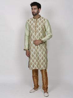 Pista green Silk kurta pyjama With thread work to enrich its style with a Beige colour lower to embellish your occasion This is Beautiful dress can be worn on any occassions like wedding,sangeet,reception or any religious festival.eid kurta or a diwali kurta it is a must have in a wardrobe Eid Kurta, Wedding Dress Indian, Wedding Dresses Indian, Sherwani Groom, Pista Green, Kurta Pyjama, Wedding Sherwani, Indian Kurta, Wedding Dress Men