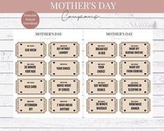 the printable mother's day coup sheet