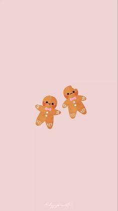 two small teddy bears on pink background